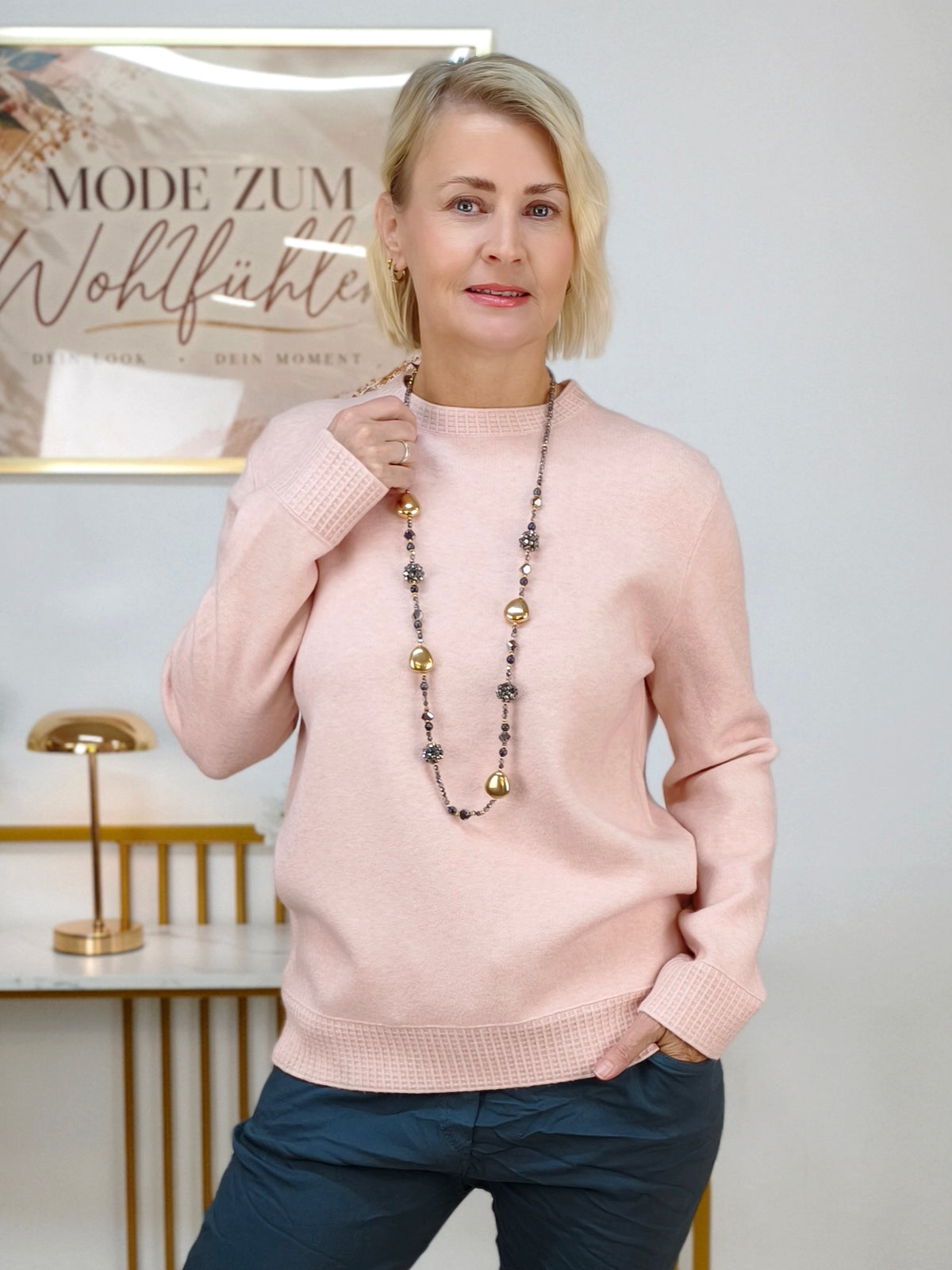 Feinstrick Pullover unifarben in Rosa (38-42)