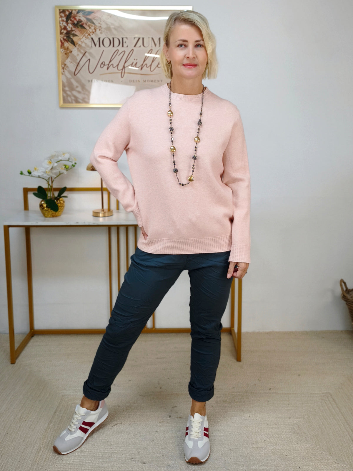 Feinstrick Pullover unifarben in Rosa (38-42)