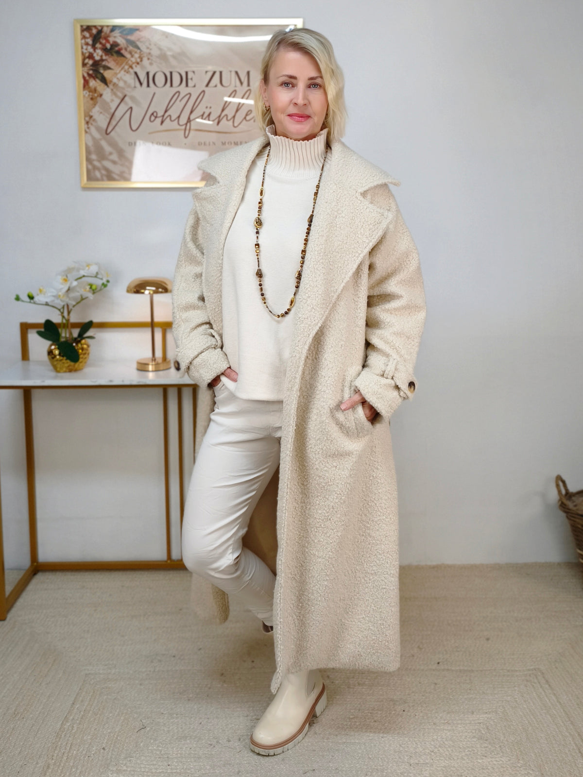 Weicher Mantel in Hellbeige (38-42)