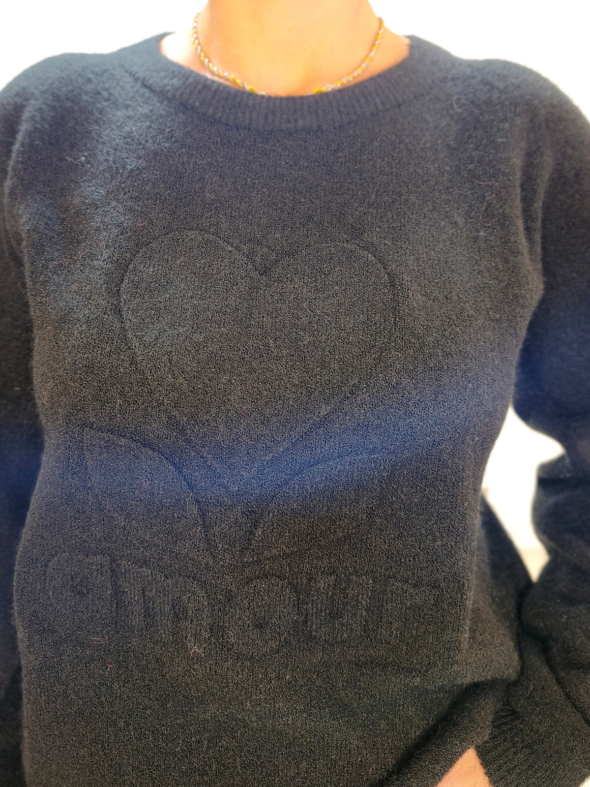 Einfarbiger Pullover "Amour" in schwarz (36-42)