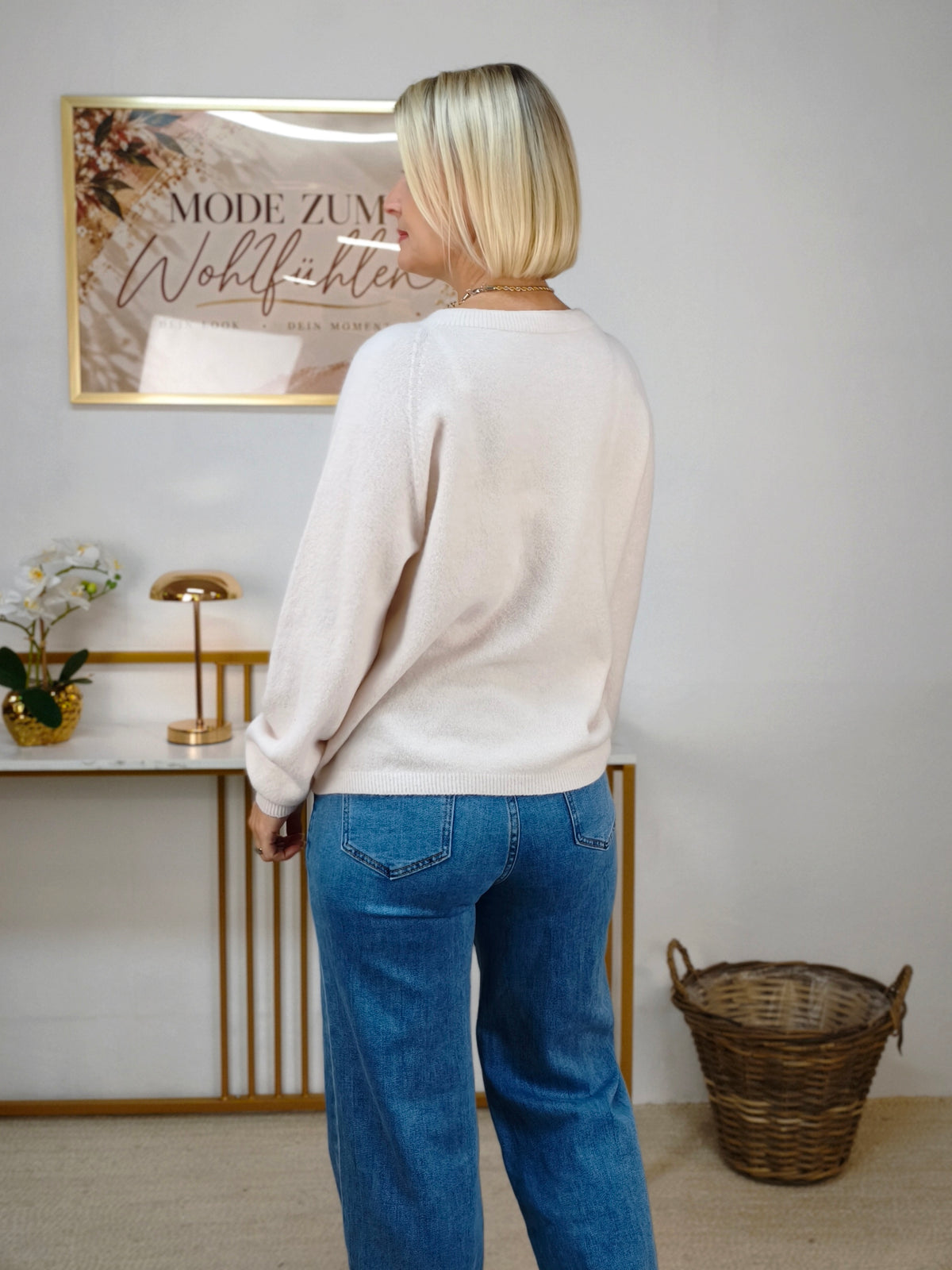 Einfarbiger Pullover "Amour" in creme (36-42)