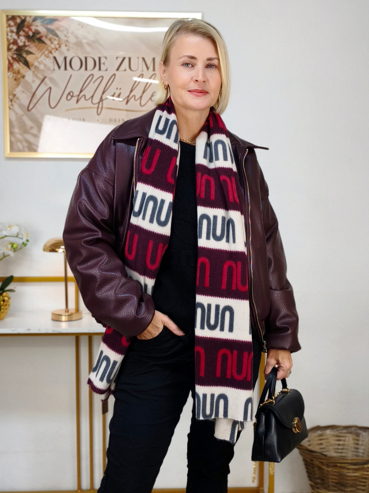 Wollschal/Wendeschal Beige/Burgundy