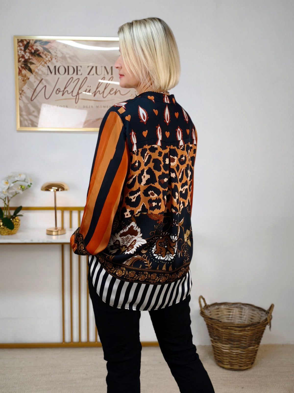 Bluse Rostbraun/Schwarz