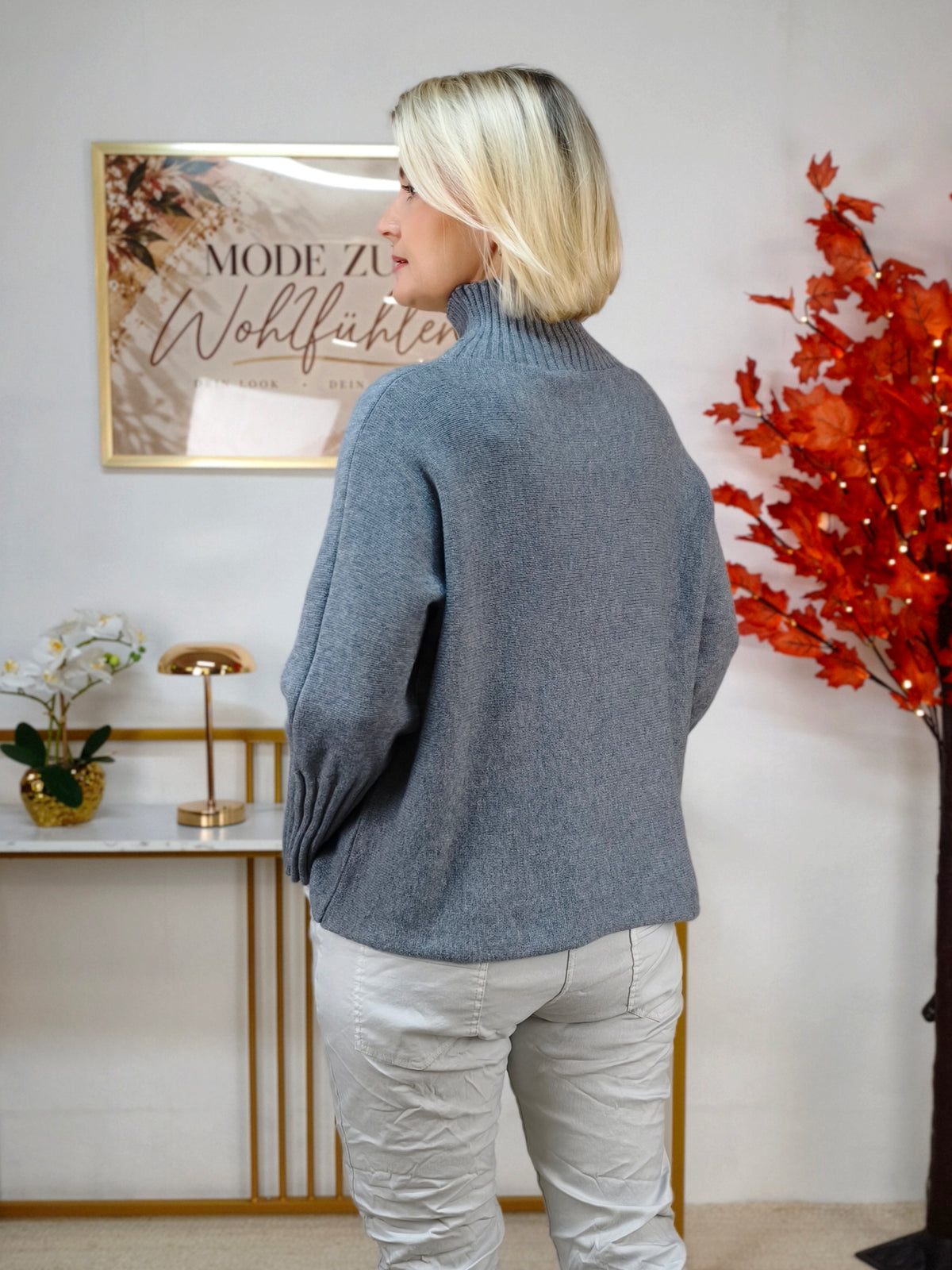 Pullover mit Turtle Neck Grau (38-42)