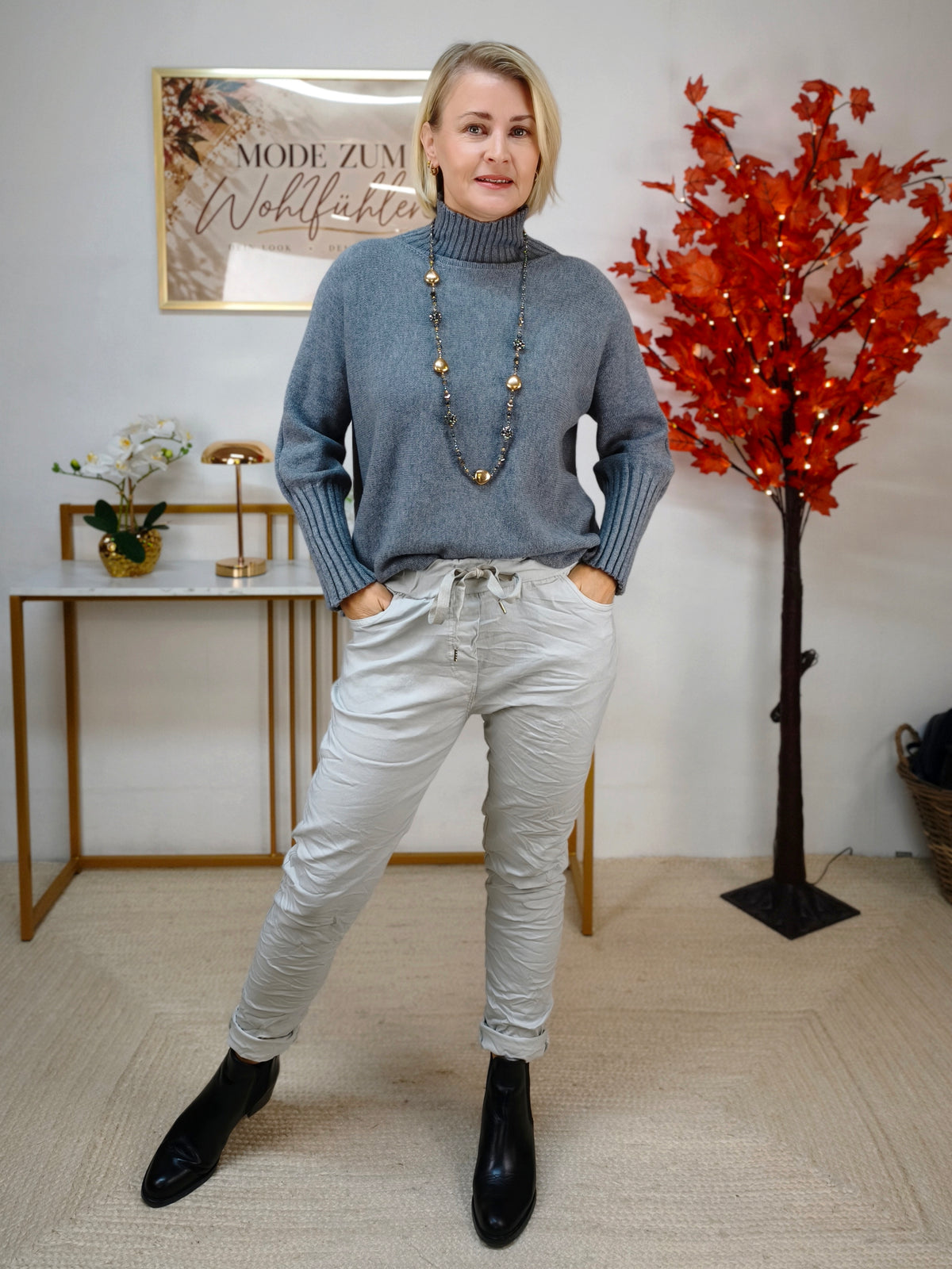Pullover mit Turtle Neck Grau (38-42)