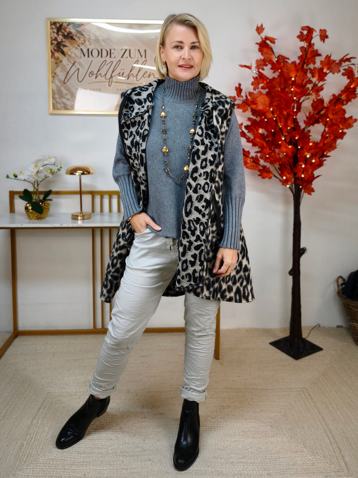 Pullover mit Turtle Neck Grau (38-42)