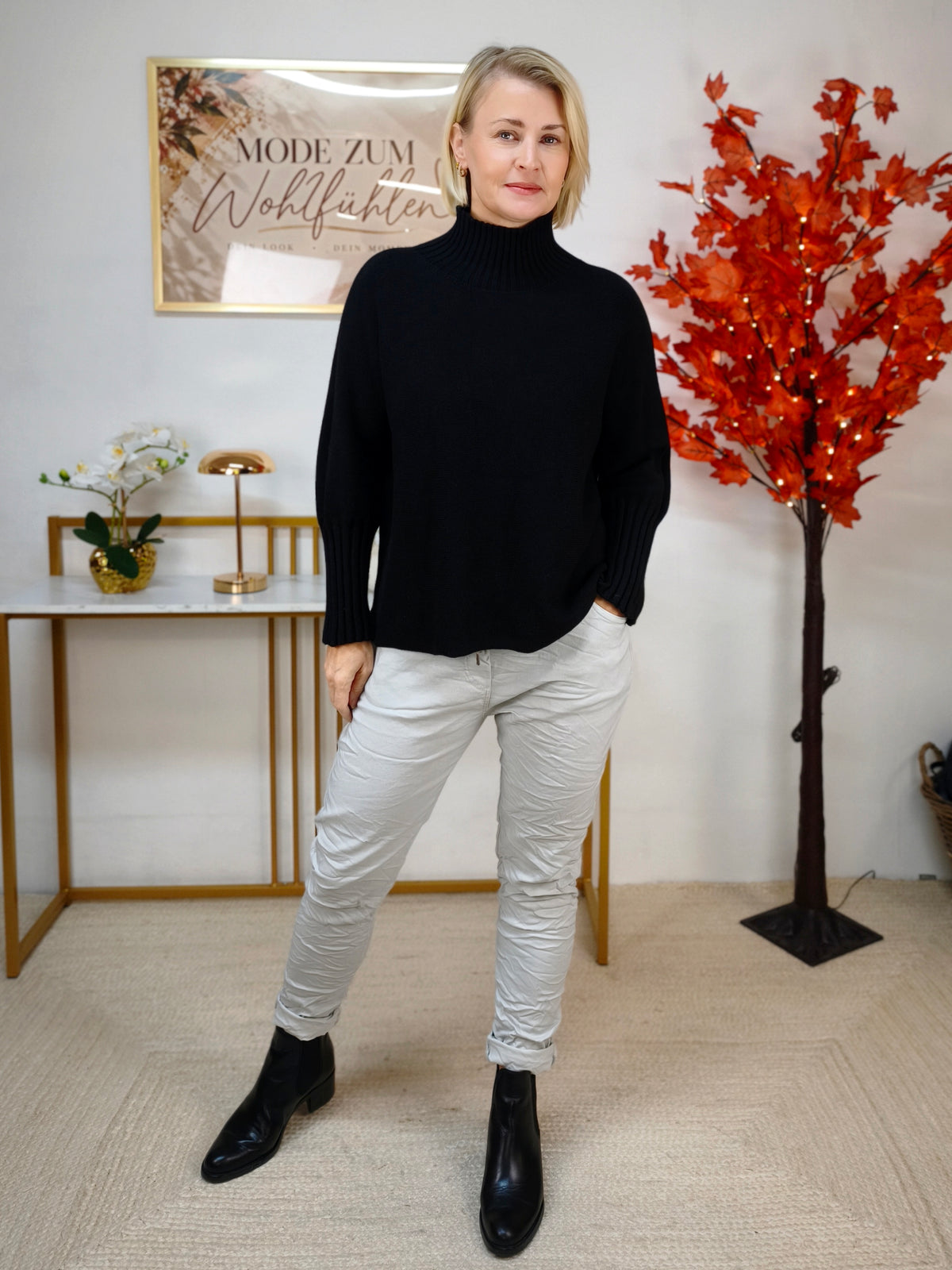 Pullover mit Turtle Neck Schwarz (38-42)