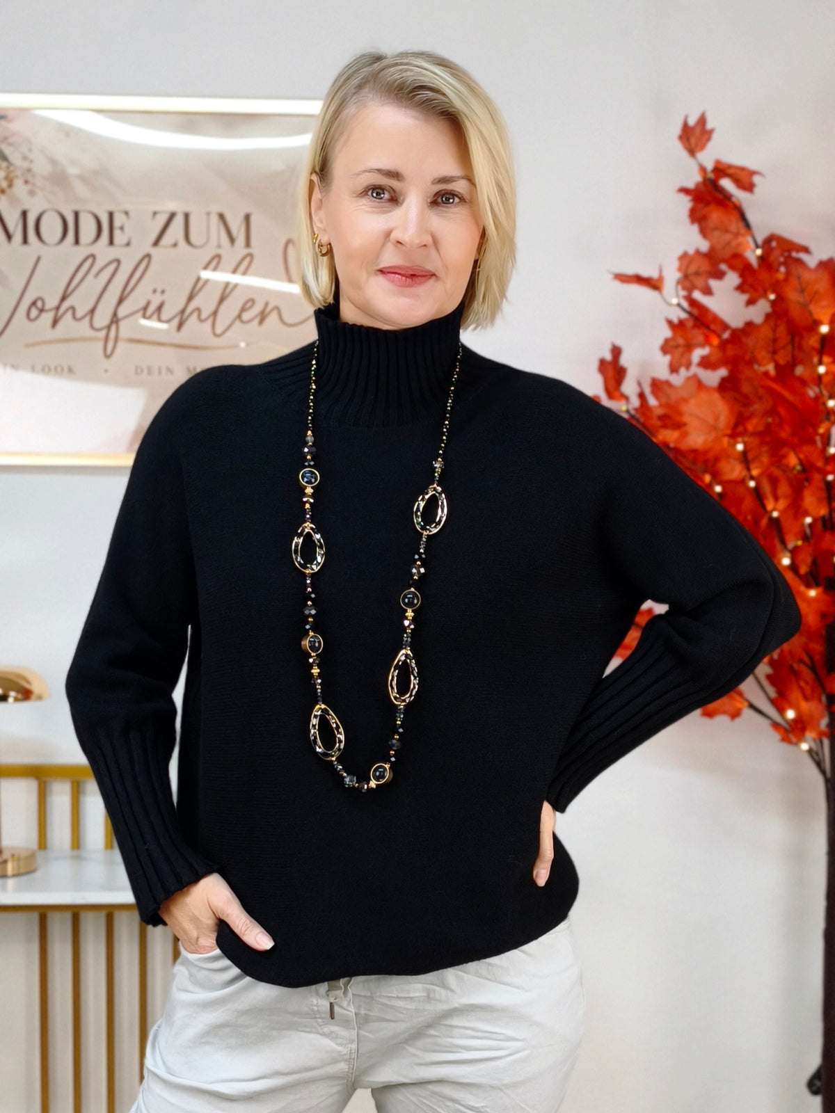 Pullover mit Turtle Neck Schwarz (38-42)
