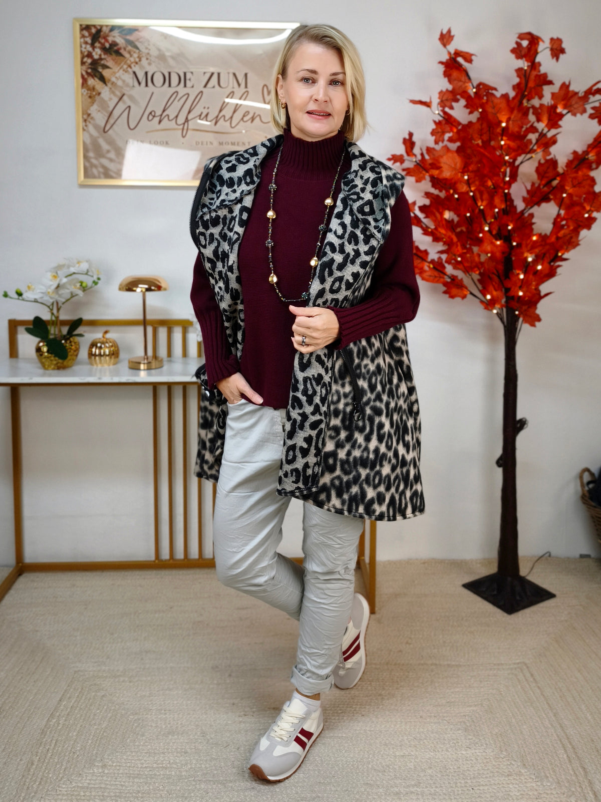 Pullover mit Turtle Neck Burgundy (38-42)
