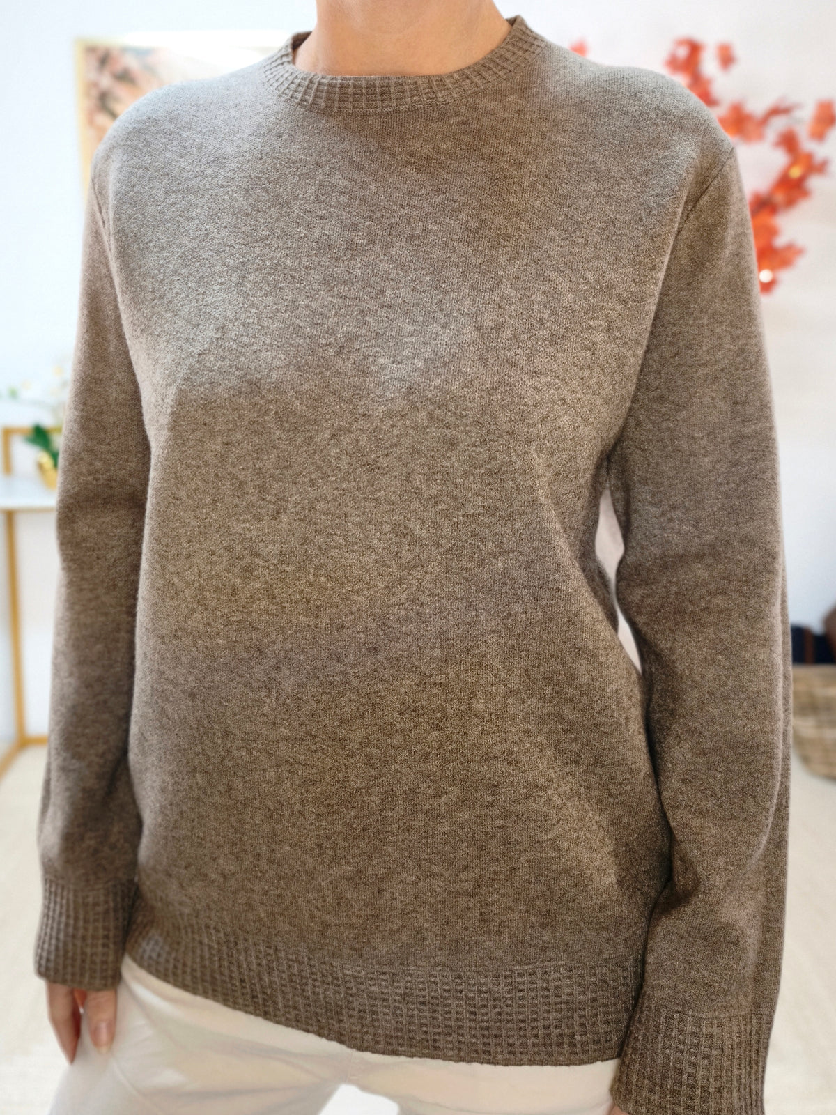 Feinstrick Pullover unifarben in Braun (38-42)