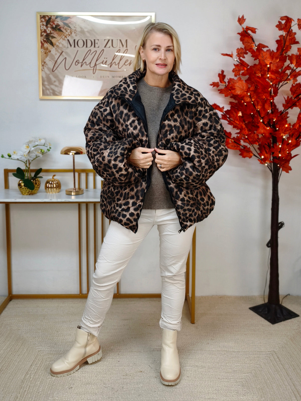 Jacke gesteppt im Leo Design Braun (44/46)