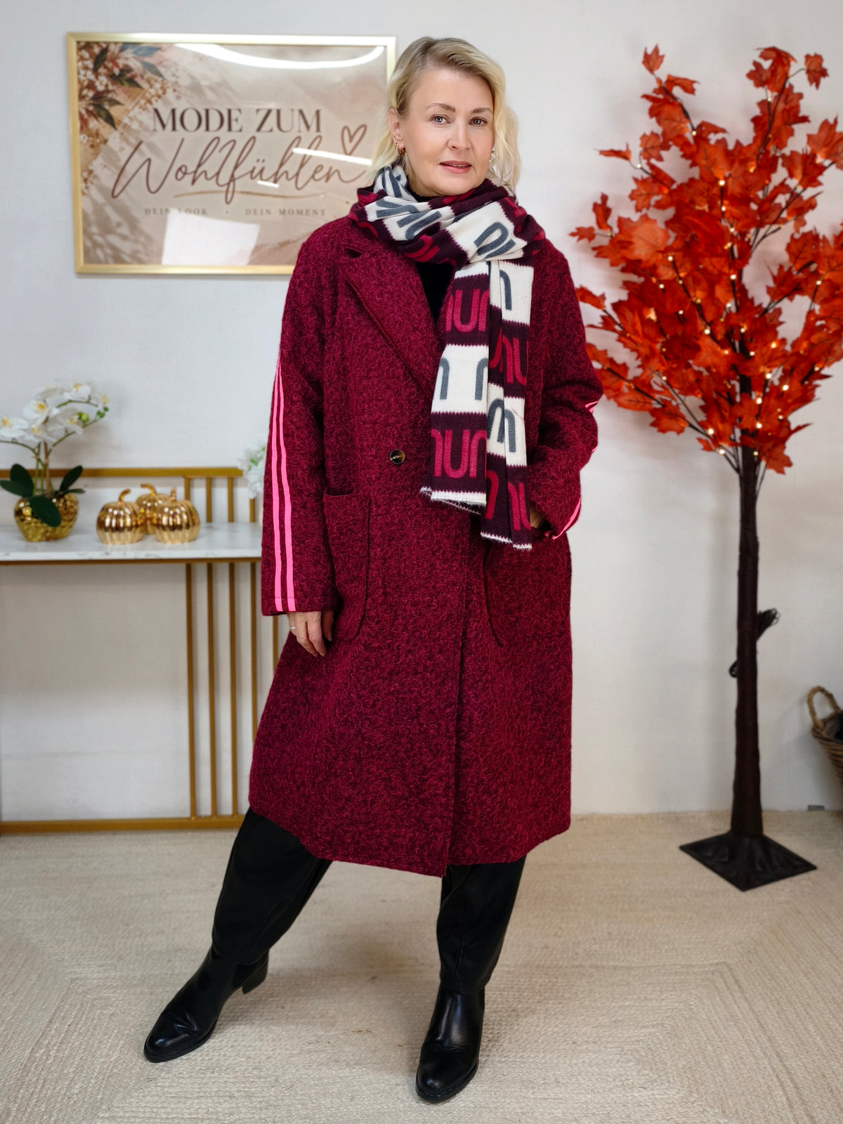 Lässiger Mantel im sportlichen Stil Burgundy/Pink (36-42)