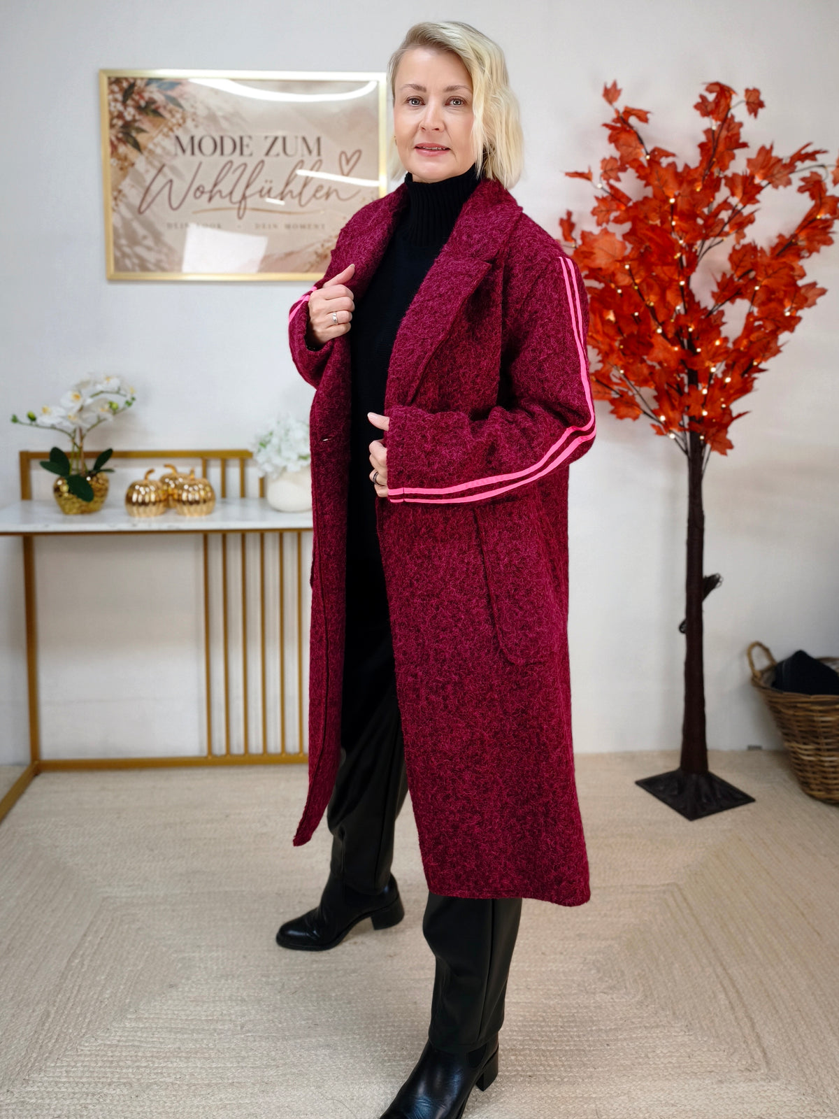 Lässiger Mantel im sportlichen Stil Burgundy/Pink (36-42)