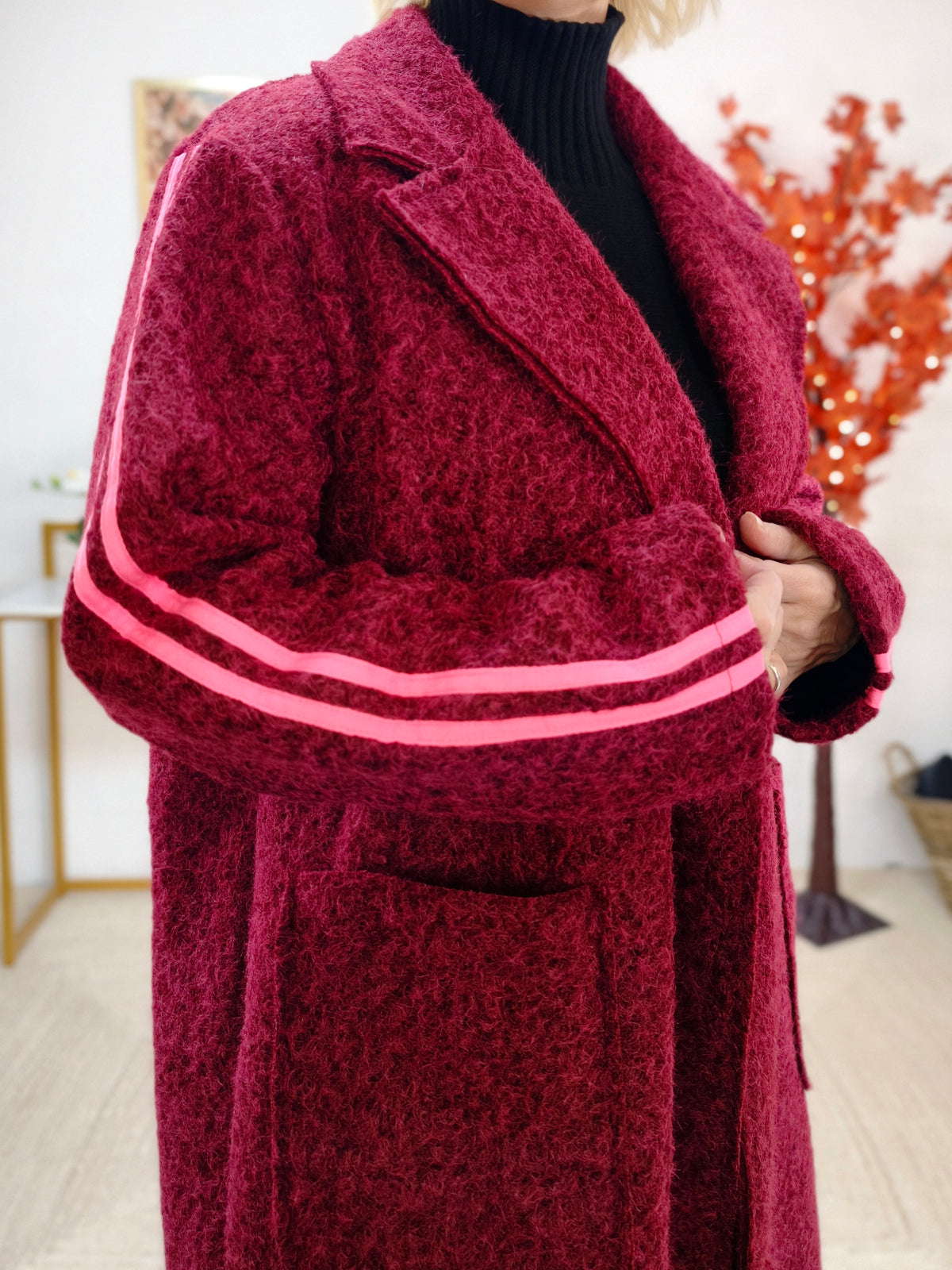 Lässiger Mantel im sportlichen Stil Burgundy/Pink (36-42)