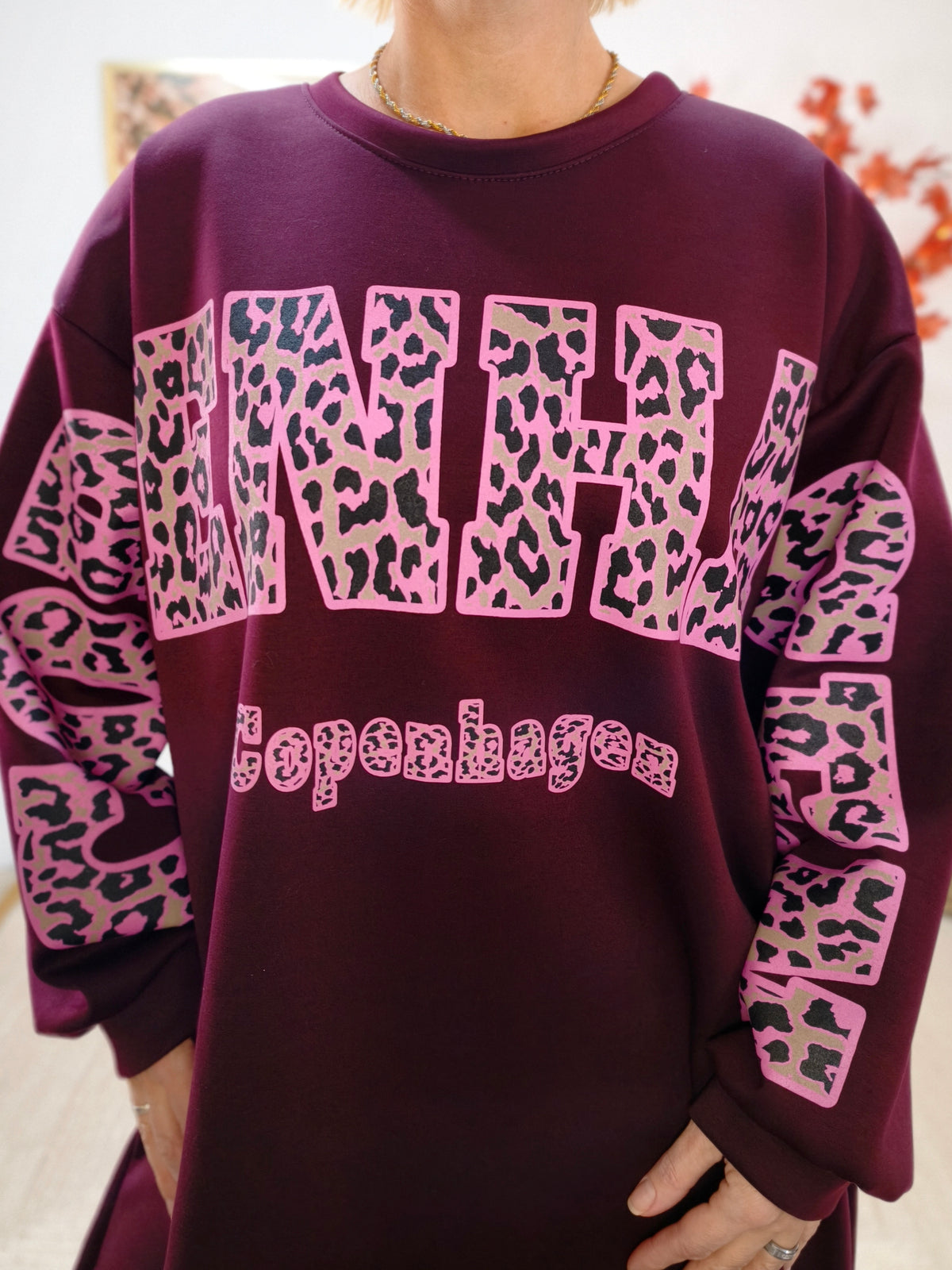 Long Sweatshirt/Kleid "Copenhagen" in Burgundy/Pflaume (40-44)