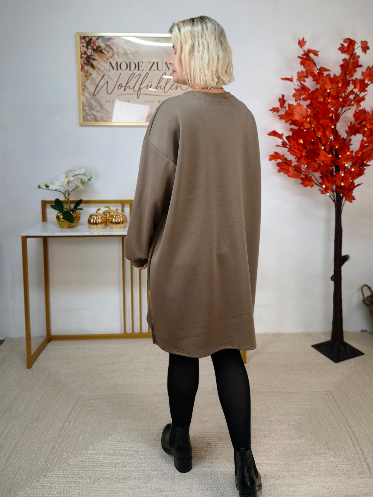 Long Sweatshirt/Kleid "Copenhagen" in Taupe (40-44)