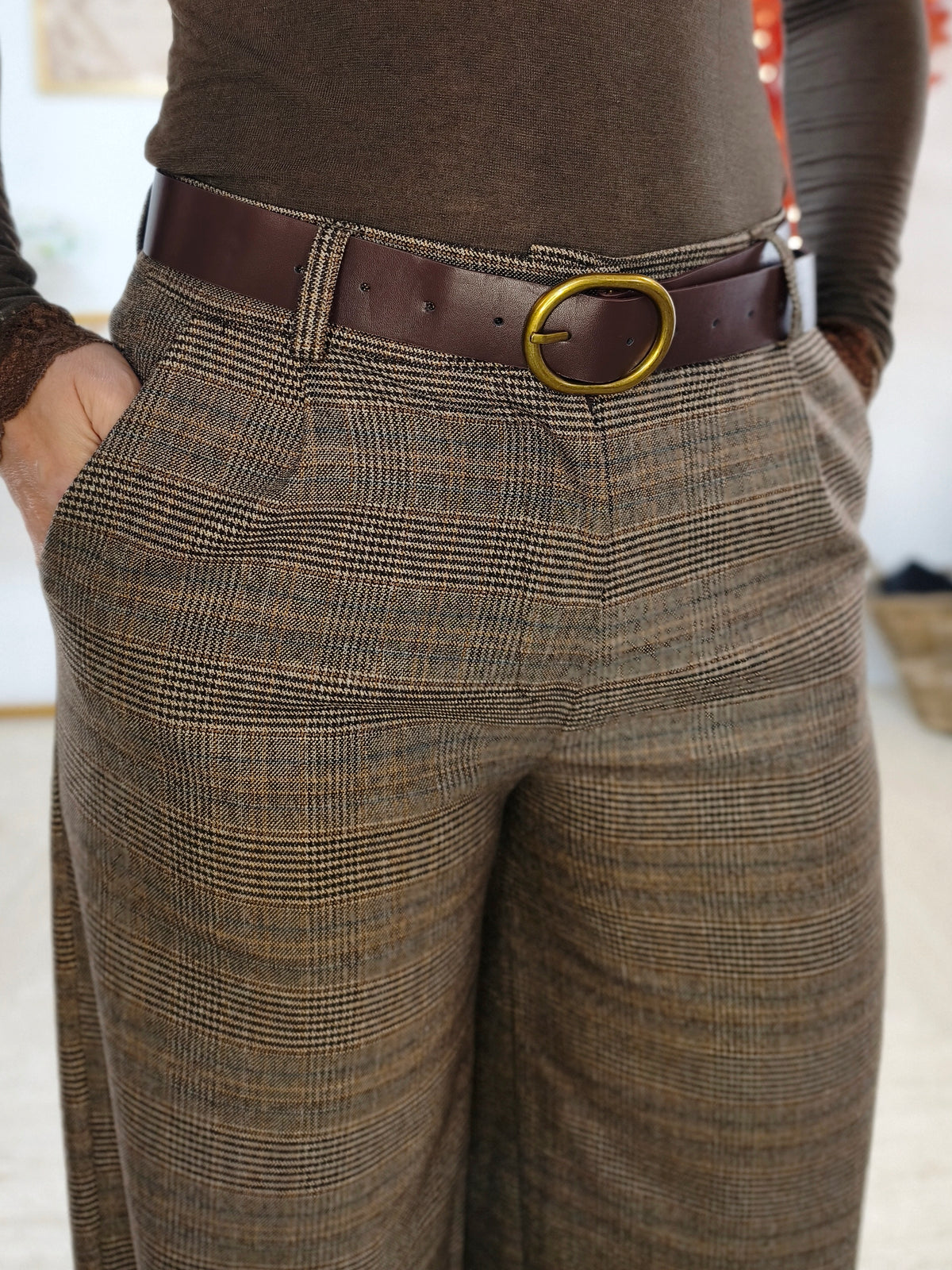 Feine Webhose mit Tweed Muster in Braun (36/38)