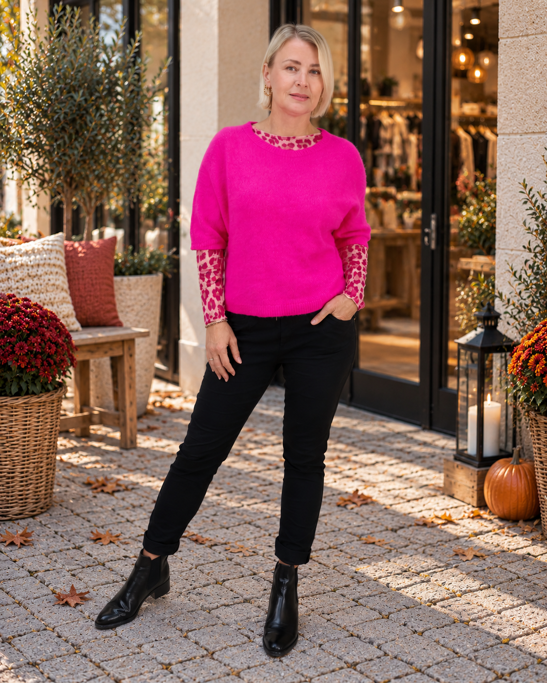 Leichter Pullover Kurzarm in pink (36-42)