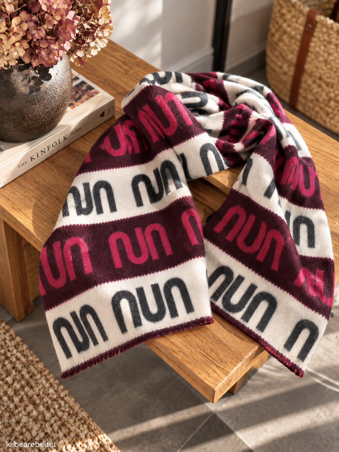 Wollschal/Wendeschal Beige/Burgundy
