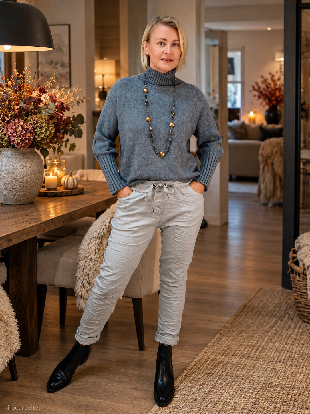 Pullover mit Turtle Neck Grau (38-42)