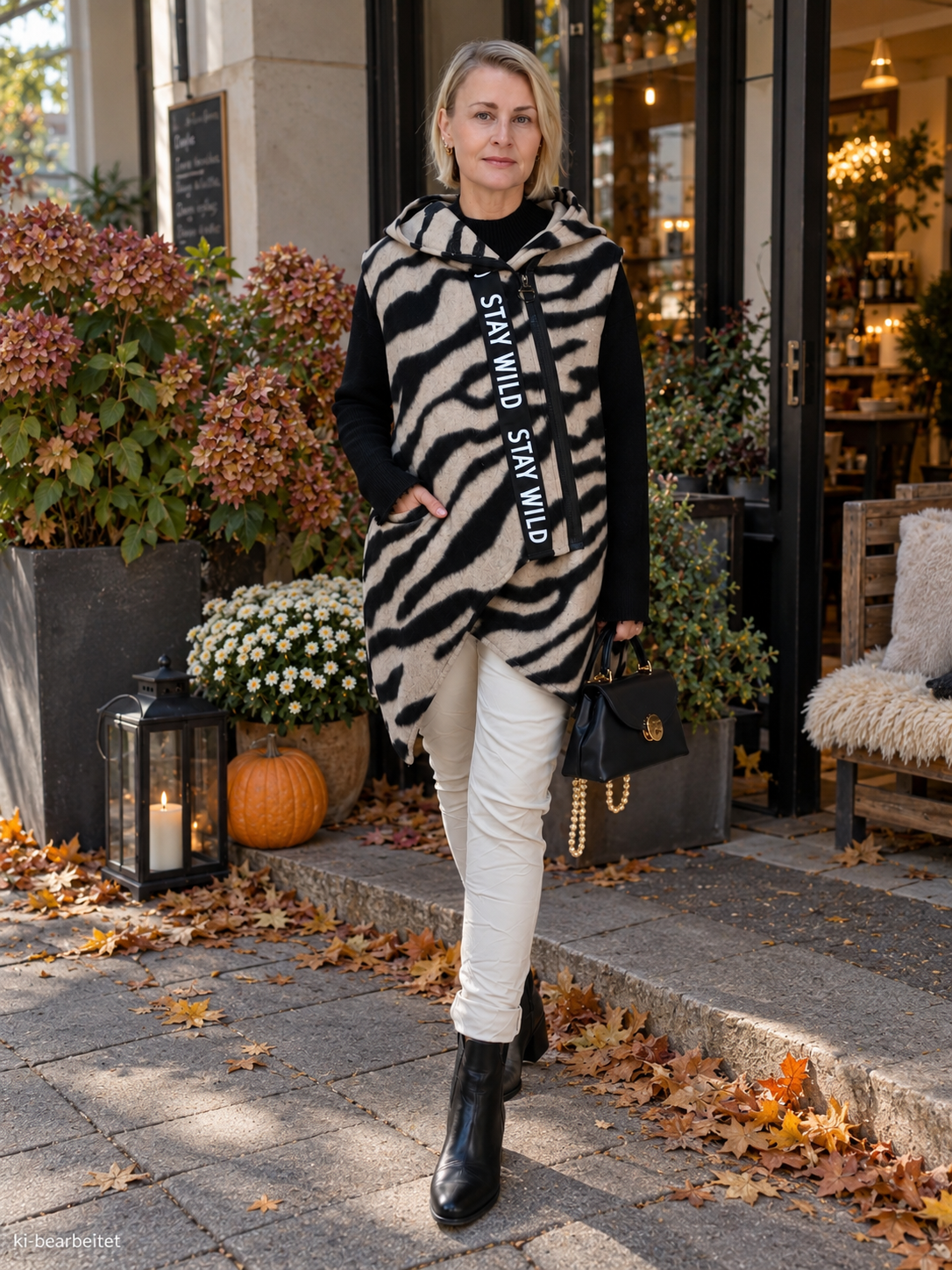 Warme Longweste im Zebra Design (38-42/44)