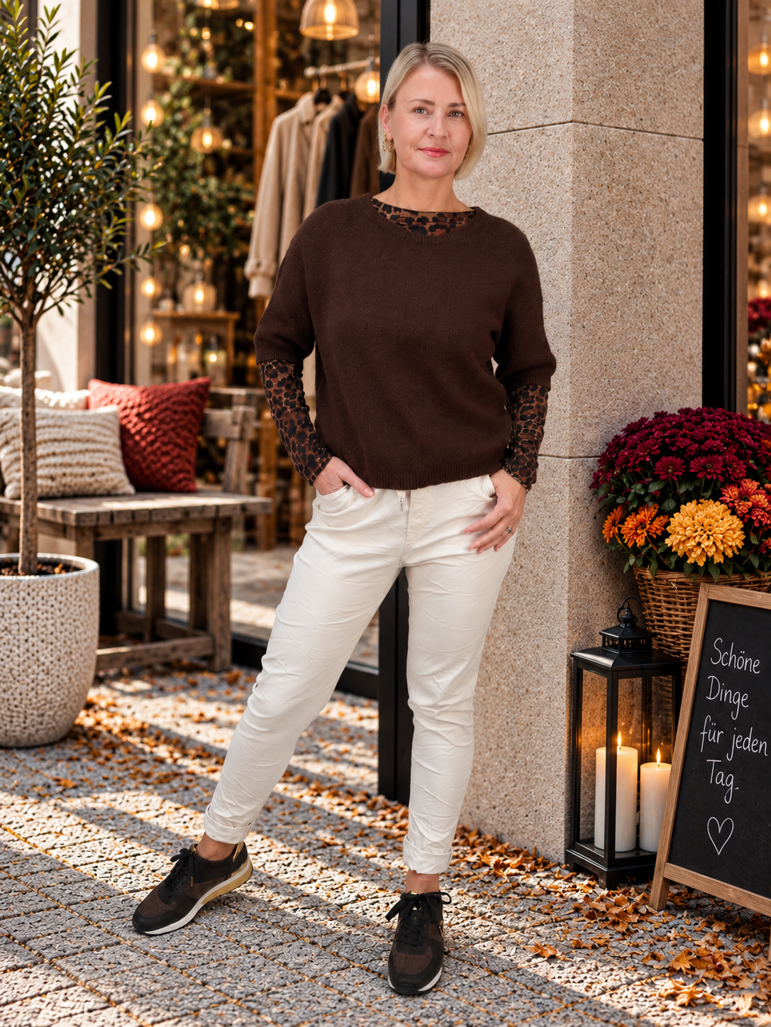 Leichter Pullover Kurzarm in Dunkelbraun (36-42)