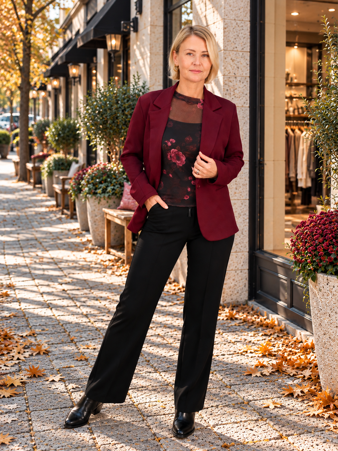 Weicher, sportlicher Blazer in Burgundy (36-40/42)