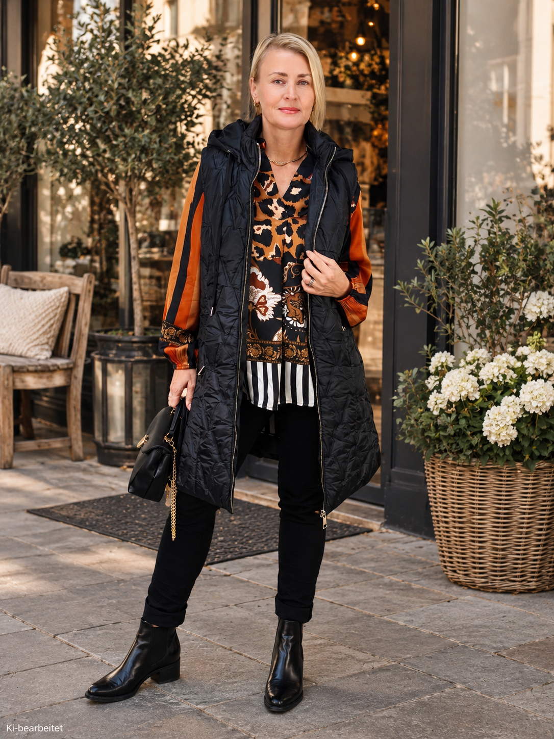 Bluse Rostbraun/Schwarz