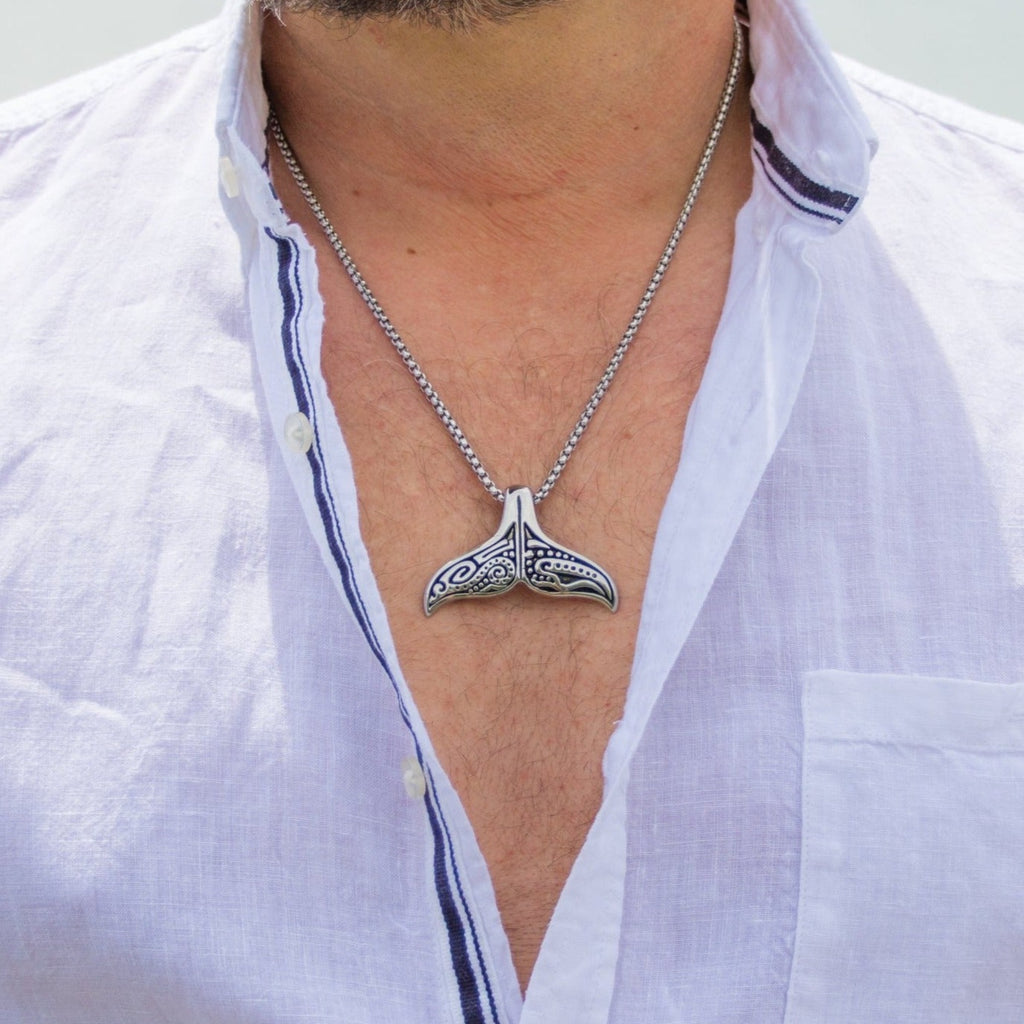 Edelstahl Halskette Maori Walflosse