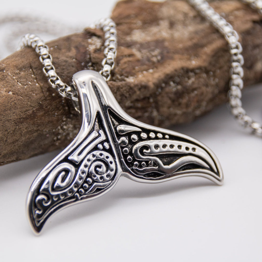 Edelstahl Halskette Maori Walflosse
