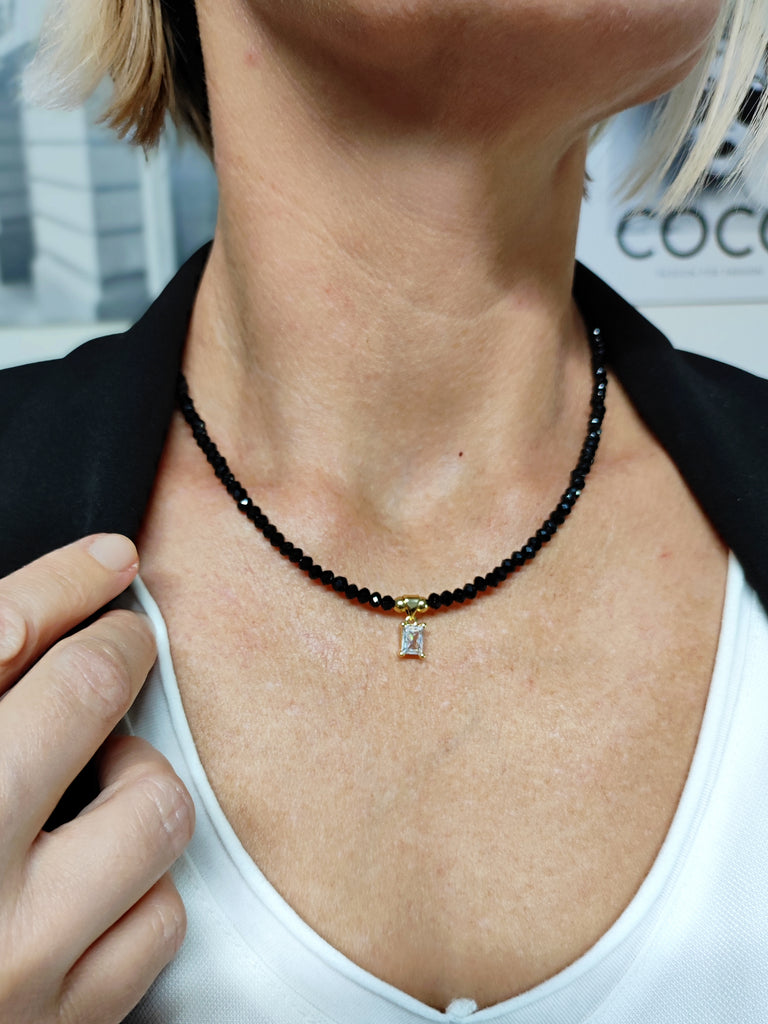 Perlenkette "Céleste" schwarz